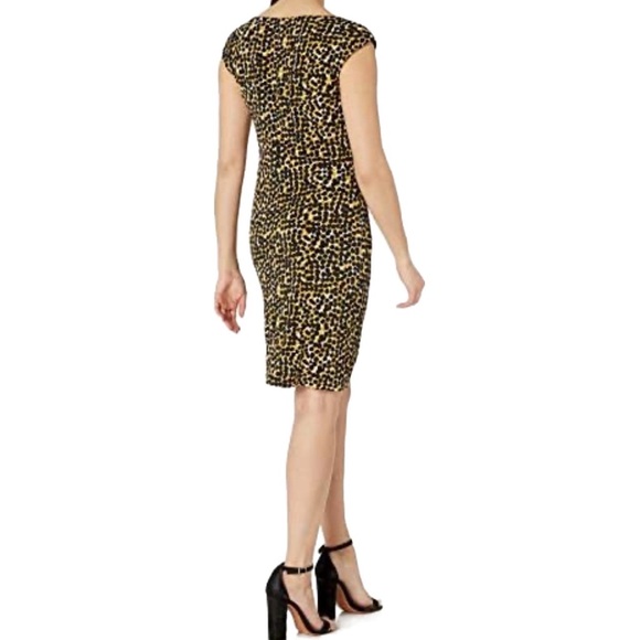 Kasper Splatter Print Draped Neckline Women’s Dress Size Small - Picture 2 of 6